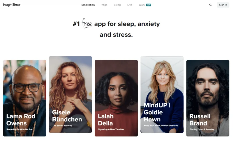 an image showing the front page of The Insight Timer App