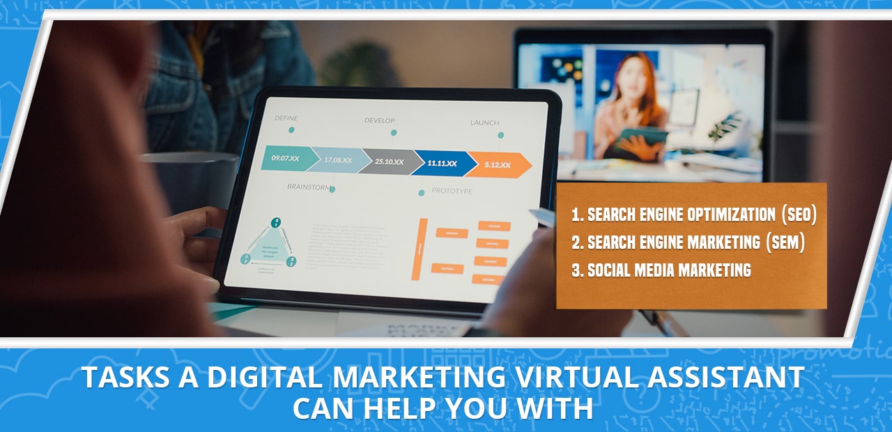 image for the subheading tasks a digital marketing virtual assistant can help you with by 20four7VA.com