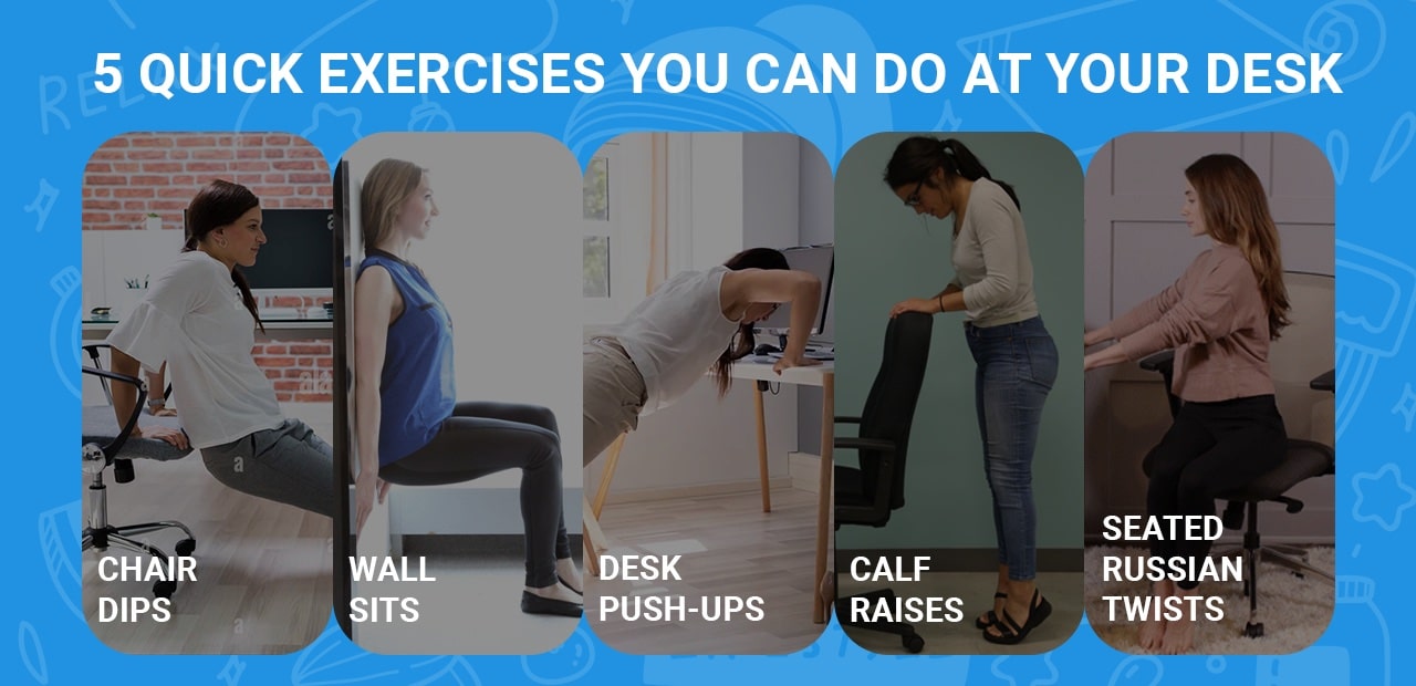 Image with the text 5 Quick Exercises You Can Do At Your Desk